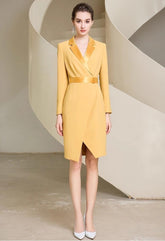 Mustard Yellow Faux Wrap Dress